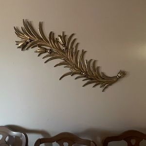 Gorgeous Vintage 1960s Gold Leaf Wall Art Sculpture Decor 42”